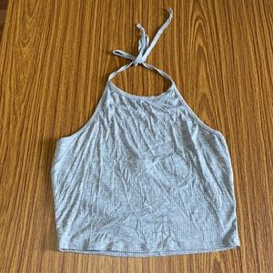 Gray halter cropped top